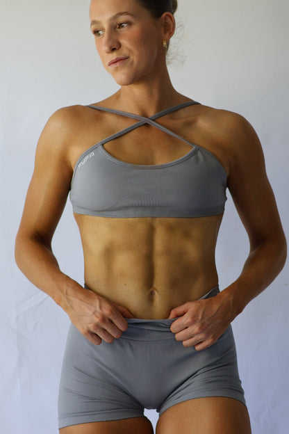 V BACK SHORTS - GRAY