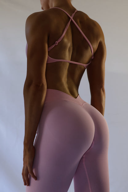 V BACK LEGGINGS - LIGHT PINK