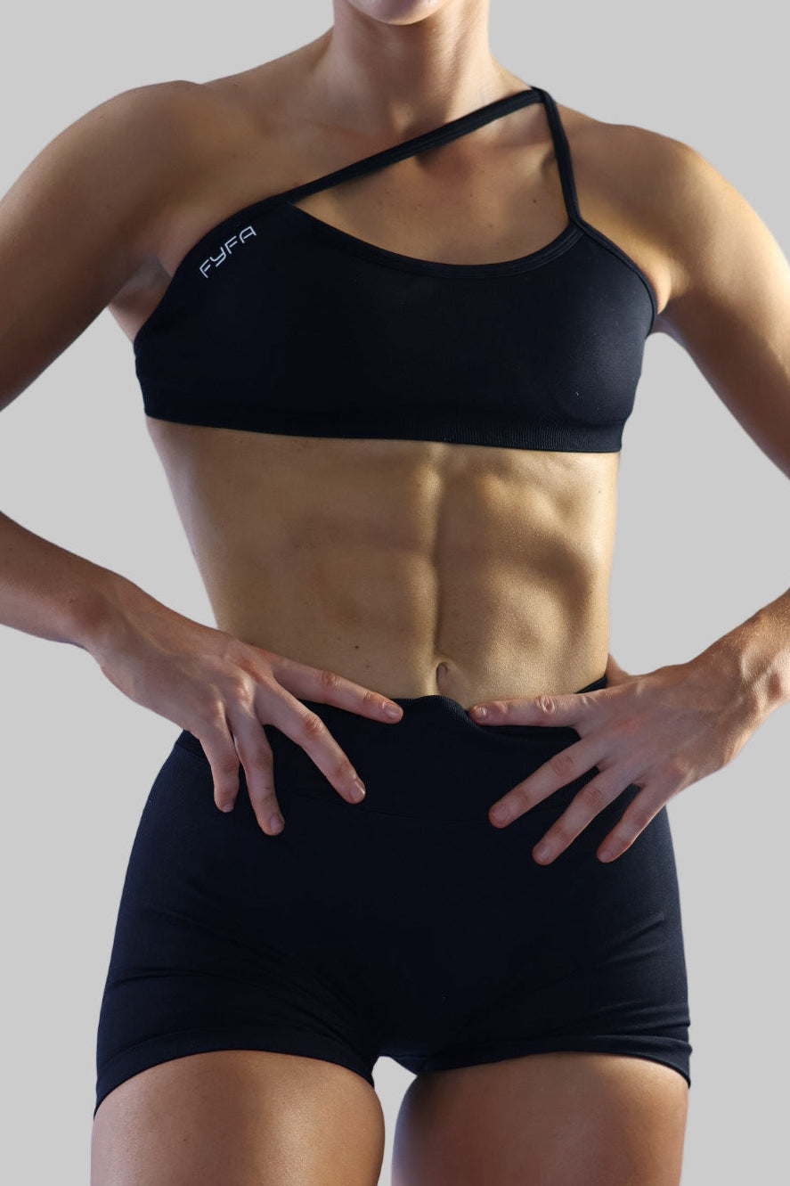 V BACK SHORTS - BLACK